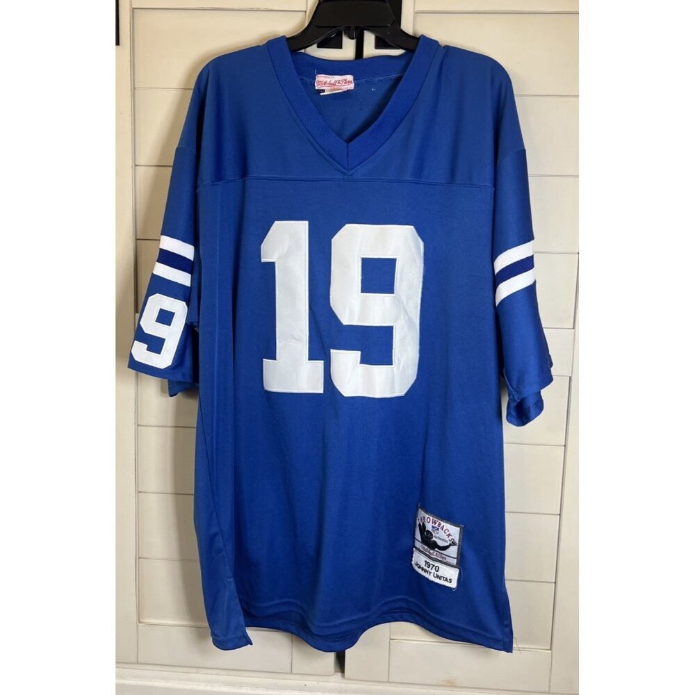 Vintage Mitchell & Ness Indianapolis Colts Football Jersey Unitas #19 Blue Sewn